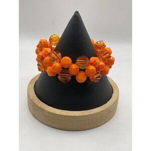 Vintage Orange Beaded Stretch Bracelet